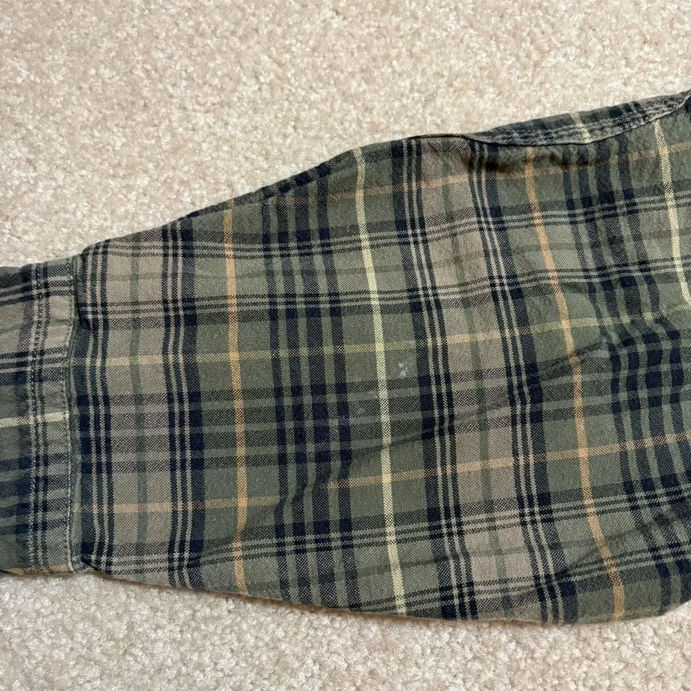 Woolrich Shirt Mens Large Green Plaid Button‎ Front Long Sleeve Outdoor Hiking